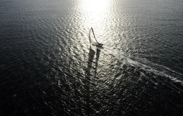 Sea, reflection, the way, the wind, romance, boat, yacht, sails