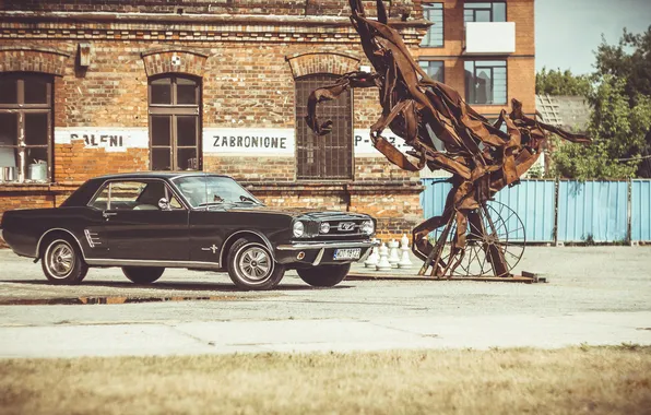 Picture grass, house, street, Mustang, Ford, sculpture, 1966