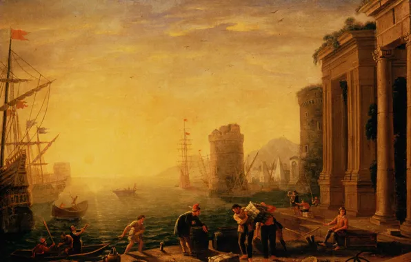 Sailors, boat, Jelly, Claude (Le Lorrain), loading, Morning in the Harbour