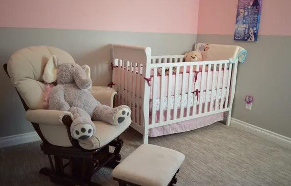 Picture room, toys, interior, chair, children's, cot