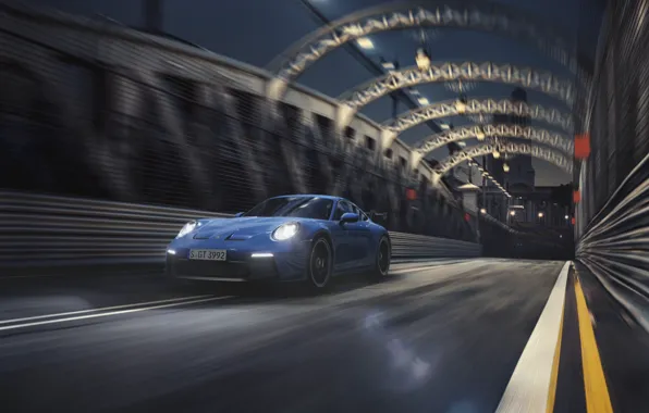 Picture Road, Porsche, Blue, Porsche 911 GT3, Sports car, Sports car