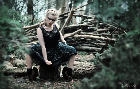 Forest, girl, background