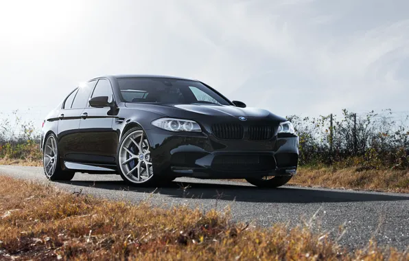 Wallpaper the sky, clouds, black, BMW, BMW, black, front view, f10 ...