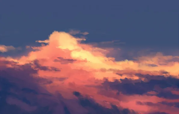 The sky, clouds, sunset