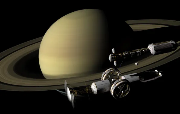 Space, planet, satellite, Saturn