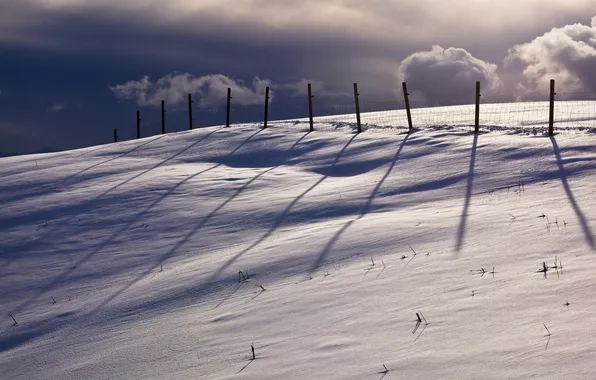 Winter, landscape, nature, the fence