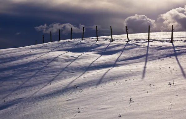 Picture winter, landscape, nature, the fence