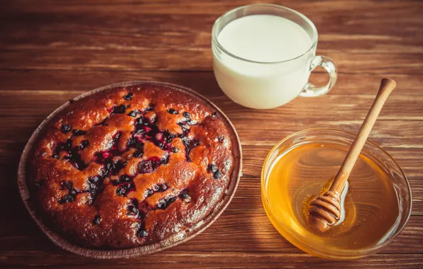 Milk, honey, pie, honey, cakes, milk, pie, baking