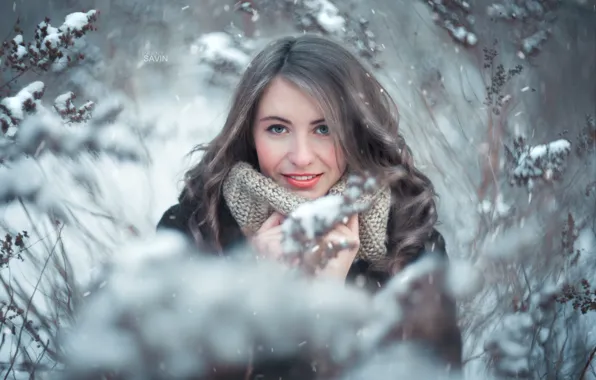 Picture winter, girl, snow, girl, winter, snow, Helios, evgenysavin