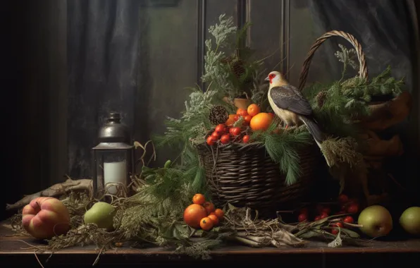 Winter, snow, toys, Christmas, New year, still life, items, AI art