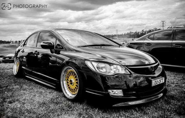 Picture black, honda, drives, black, Honda, tuning, civic, bbs