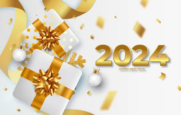Figures, New year, date, composition, 2024, New Year 2024