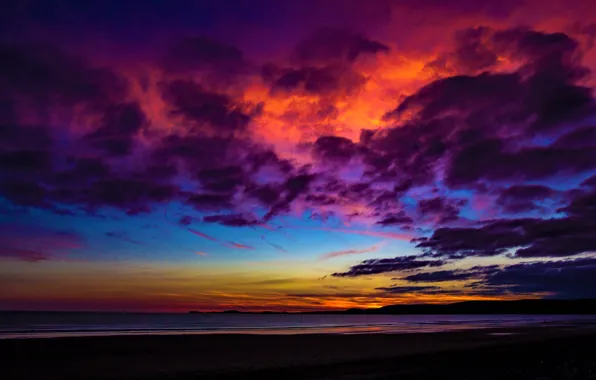 Picture sea, clouds, paint, horizon, glow