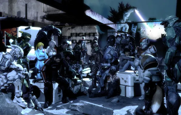 Picture Halo, Dead Space, Lightning, Mass Effect, Godzilla, Shepard, Garrus Vakarian, Isaac Clarke