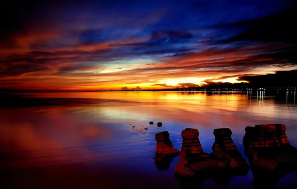 Sea, landscape, sunset