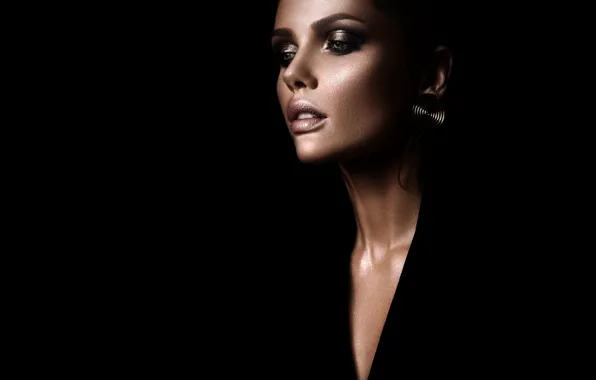Picture girl, face, style, background, black, model, makeup