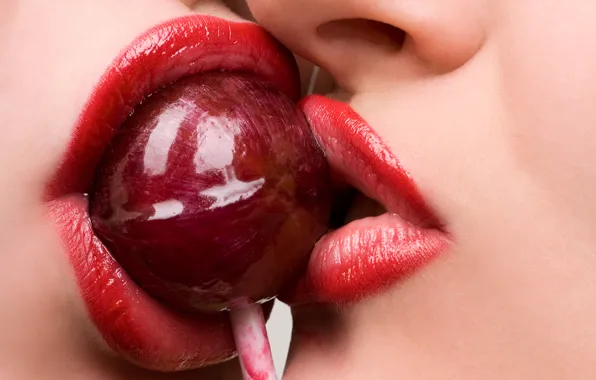 Passion, Girls, lipstick, lips, Lollipop