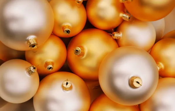 Balls, holiday, new year, Golden