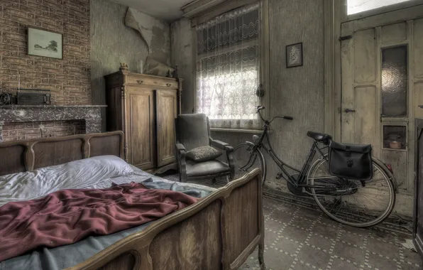 Bike, room, bed