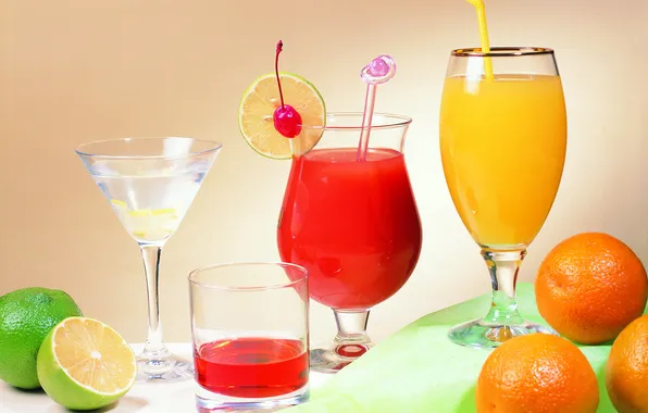Orange, glasses, juice, lime, drink