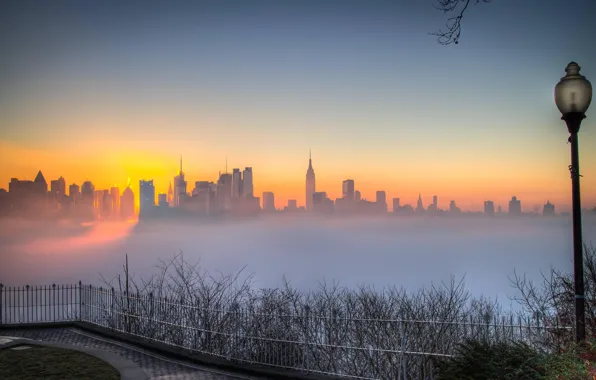 Picture the city, fog, morning, Manhattan