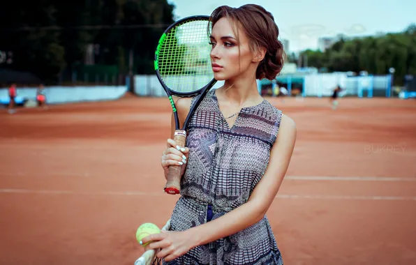 The ball, Girl, racket, tennis, court, Kirill Bukrey, Anna Golub