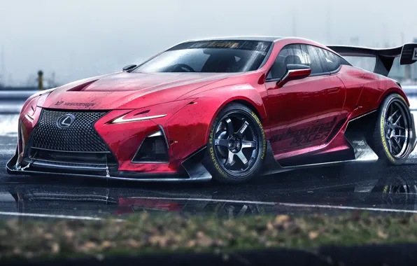 Car, Lexus, red, logo, race, speed, asphalt, fast