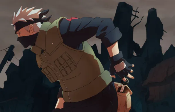 The ruins, naruto, art, kunai, hatake kakashi, touno