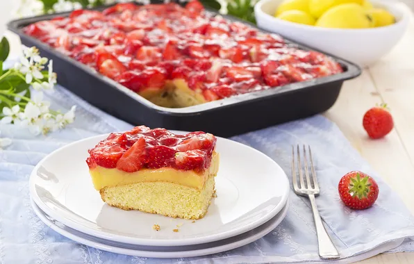 Berries, strawberry, pie, plates, plug, the pan