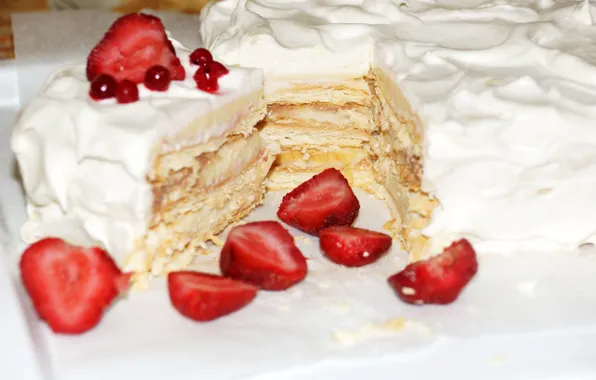 Berries, strawberry, cake, cream, sweet, sweet, strawberry, cake