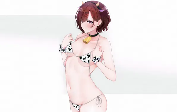 Girl, sexy, cleavage, boobs, anime, beautiful, short hair, pretty