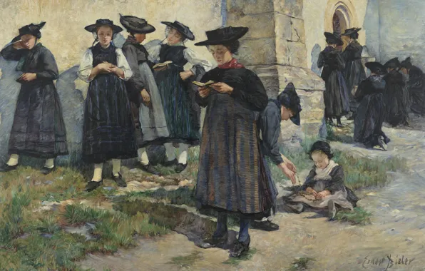 1886, oil on canvas, Swiss painter, Ernest Biéler, The Church of Saint-Germain in Saviese, At …