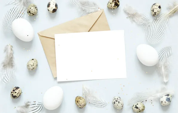 Holiday, eggs, feathers, Easter, the envelope