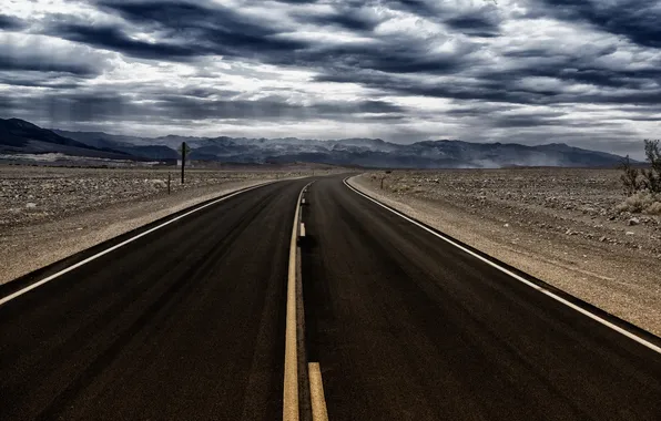 Road, landscape, Death Valley