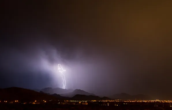 Picture the storm, the sky, the city, lights, lightning