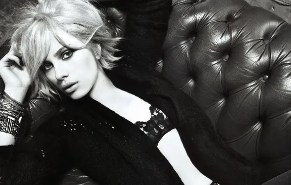 Picture black and white, Scarlett Johansson, blonde, Scarlett Johansson