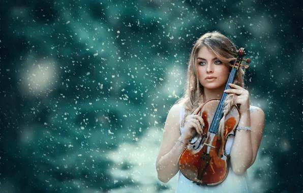 Picture girl, violin, the beauty, Alessandro Di Cicco, Ice breaker