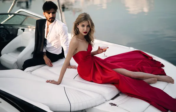 Picture model, glass, boat, pair, fashion