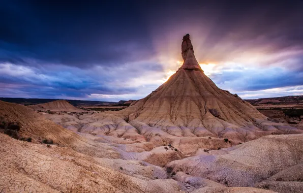 Sunset, mountains, nature, northern Spain, The Bardenas Reales National Park