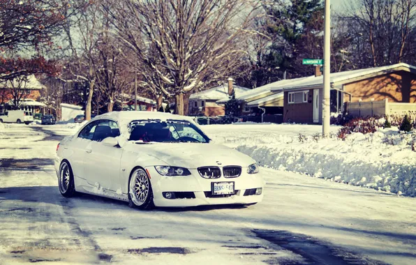 Picture winter, road, snow, bmw, 335i, stance, e93, ccw
