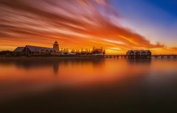 Bridge, home, Western Australia, Busselton Jetty, Burning Bridge