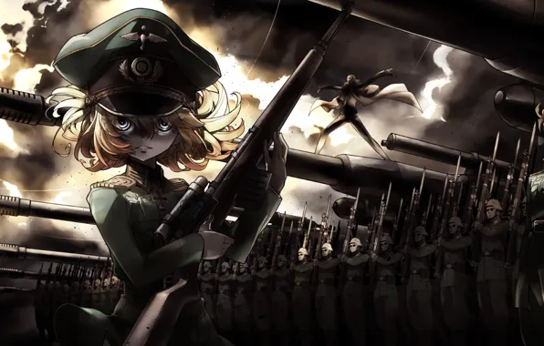 Picture girl, soldier, military, war, anime, cross, army, sniper