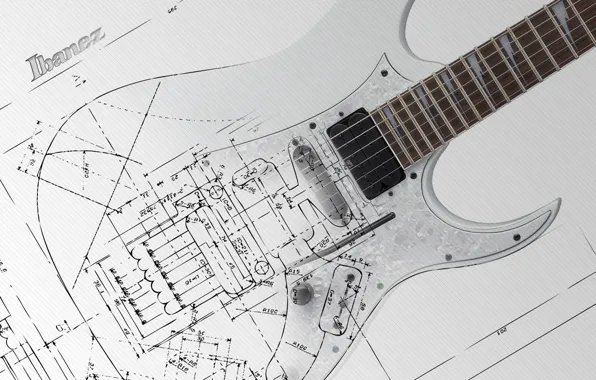 Plan, drawing, diagram, electric guitar