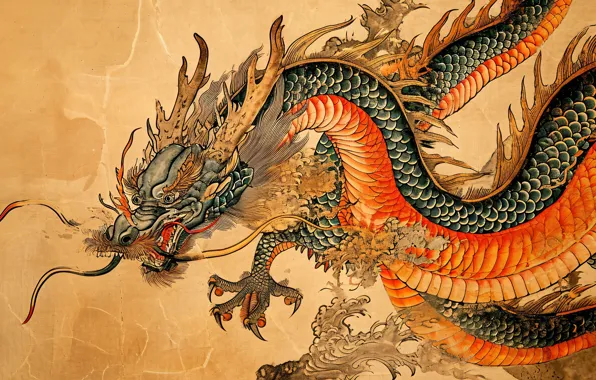 Face, dragon, fantasy, symbol of the year, Oriental style, Asian style, AI art, neural network