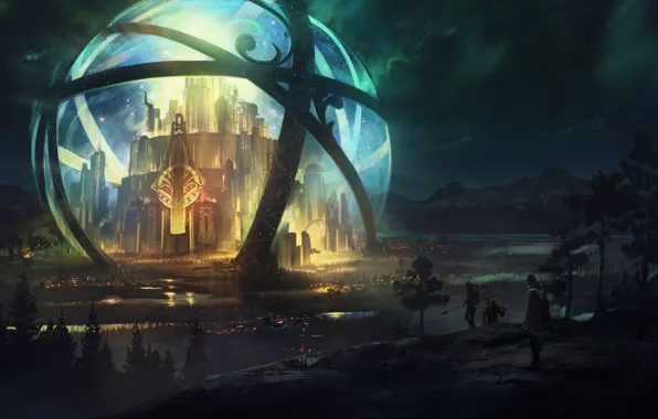 Picture night, castle, fiction, sphere, Fantasy, art, beautiful pictures, tuomas korpi
