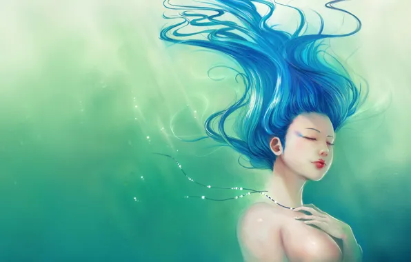 Blue, green, hair, 155