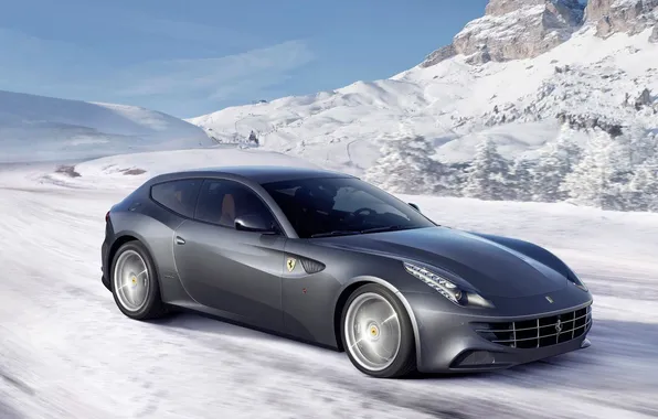 Picture car, Wallpaper, ferrari, car, Ferrari, winter, wallpapers, snow