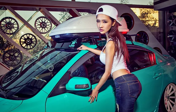 Picture auto, look, Girls, Mazda, drives, beautiful girl, posing on the car, isiaka
