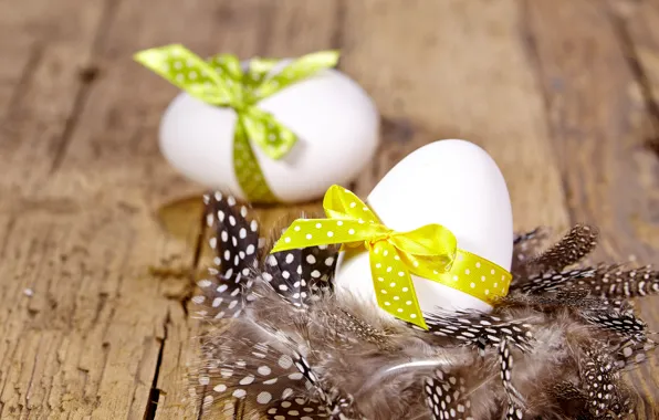 Eggs, spring, feathers, Easter, wood, Verba, spring, Easter