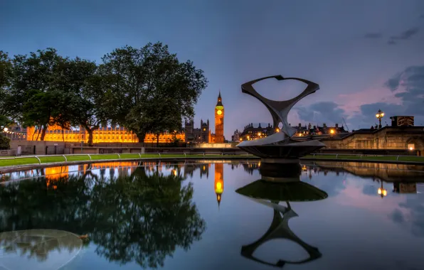 Night, England, London, london, night, england, Big ben